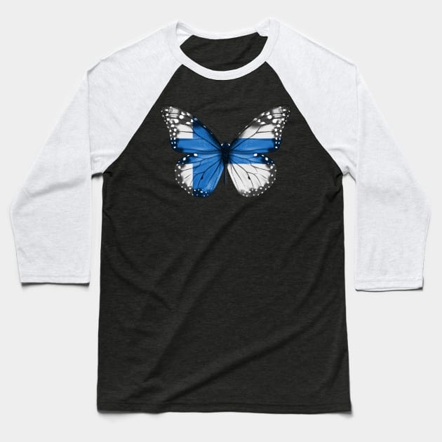 Finnish Flag  Butterfly - Gift for Finnish From Finland Baseball T-Shirt by Country Flags